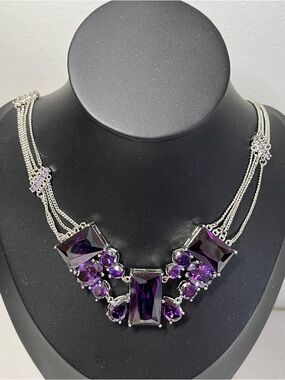 PARK LANE Purple Crystal Silver-tone Statement Necklace. Special occasion!